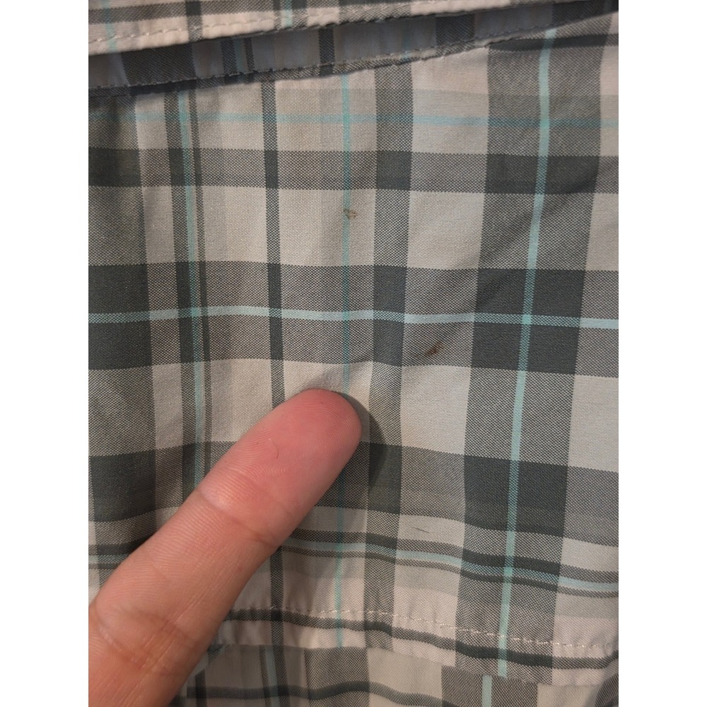 Helly Hansen Mens XL Plaid Short Sleeve Button Up Shirt Green Blue Hiking 34220 - Picture 8 of 8